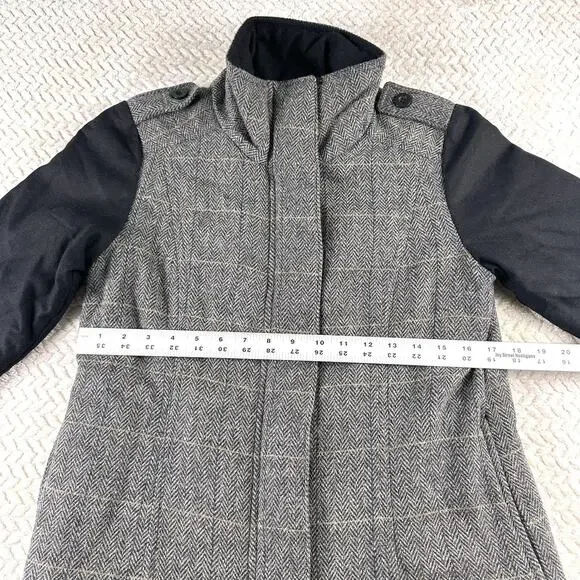 PrAna Women's Herringbone Wool Blend Caprise Insulated Convertible Jacket Gravel